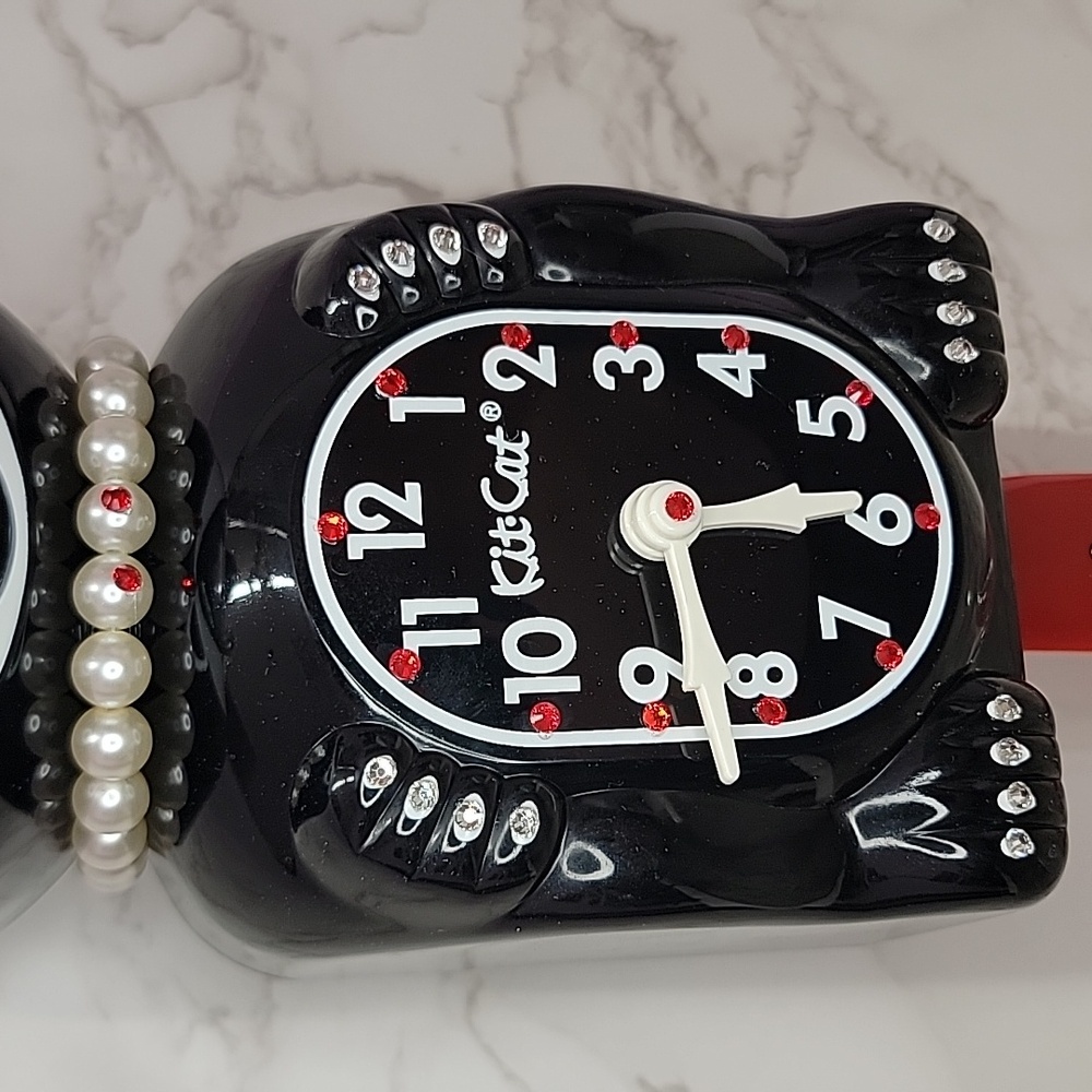 Black Jeweled Lady Kit-Cat Klock clock with red tail SUPER RARE - Picture 8 of 12